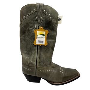 Smoky Mountain Boots Womens Western Laurel Studded 7 NEW Grey Leather Rodeo